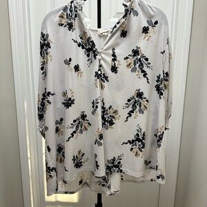 Floral Women's Top - Black and Cream